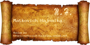 Matkovich Hajnalka névjegykártya